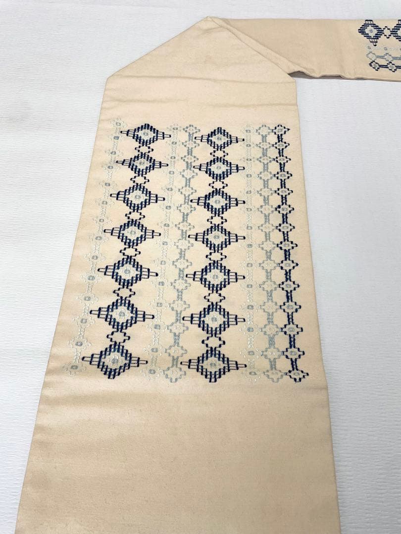 読谷山花織 九寸名古屋帯 上質カジュアルな一本◇本場琉球花織 ベージュ