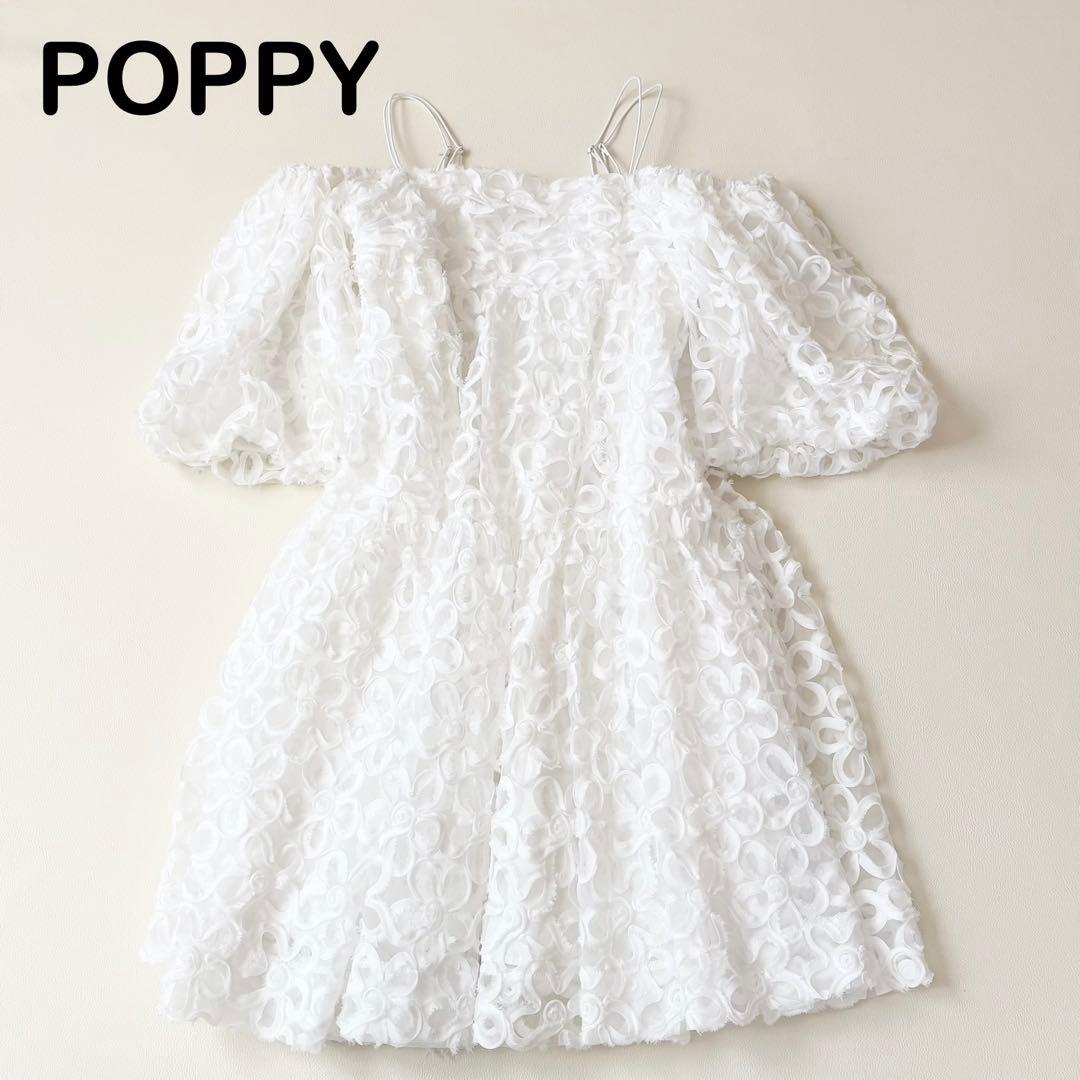 ✨美品✨POPPY フラワーパフスリーブ ティアードミニワンピース FREE