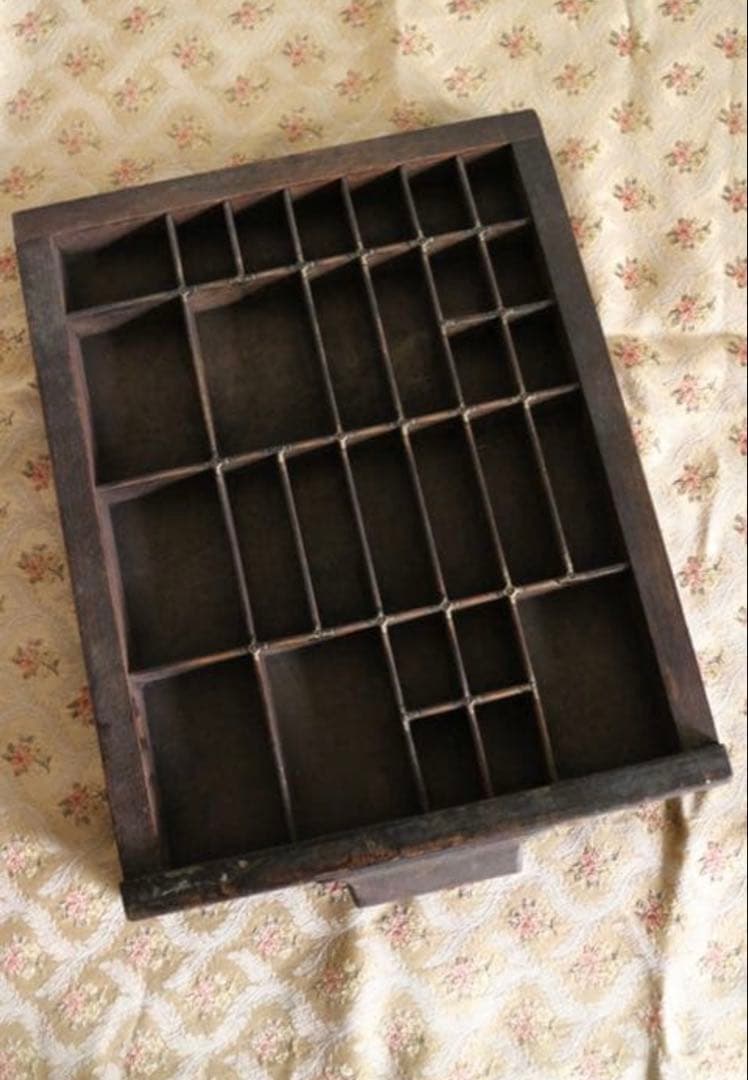 イギリス アンティーク プリンタートレイ 小型 真鍮仕切り 古道具