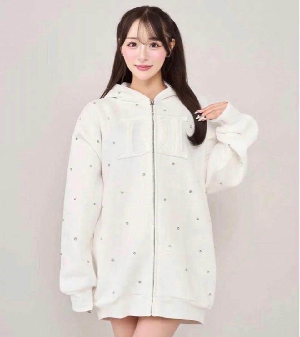 リッチDarich DDロゴビジュージップパーカー　ホワイト