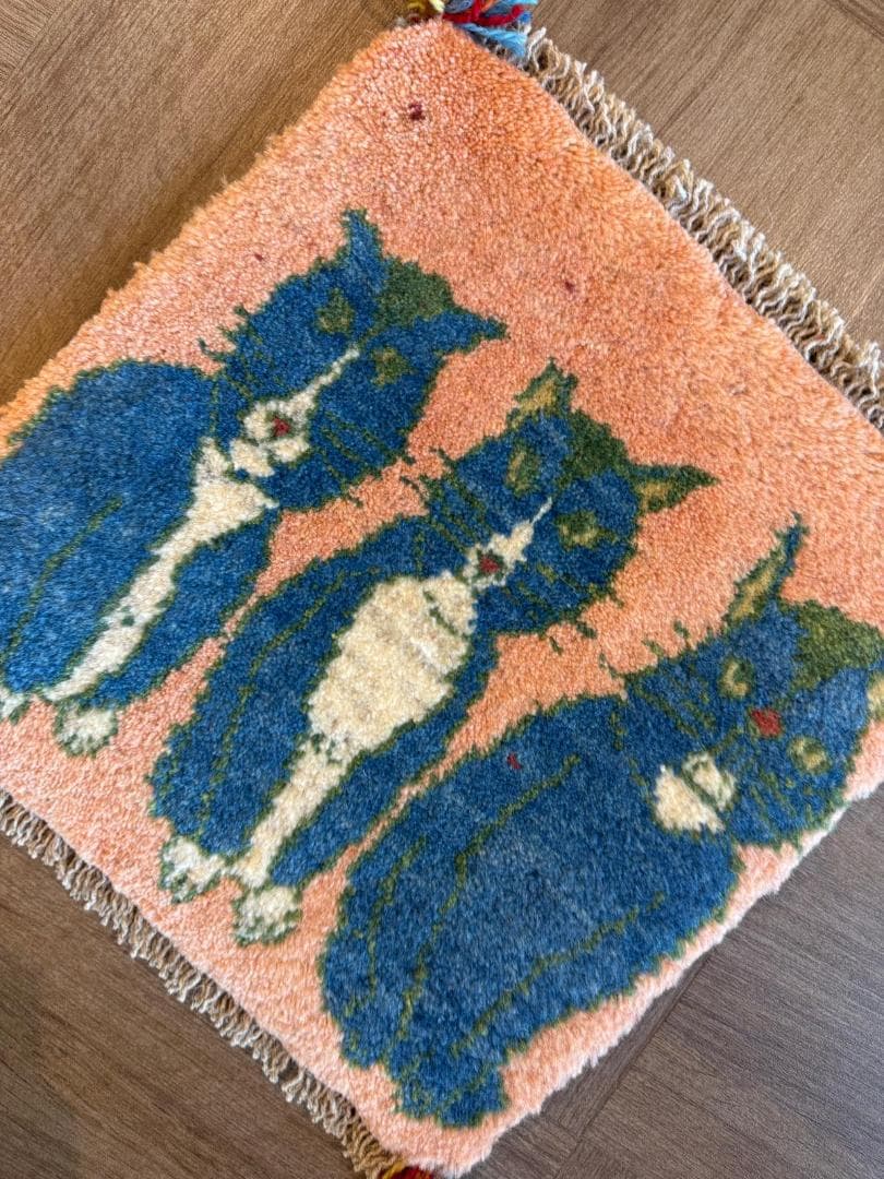 ペルシャギャッベ (ギャベ) チェアマット 39x38cm ギャッベ ラグ 玄関