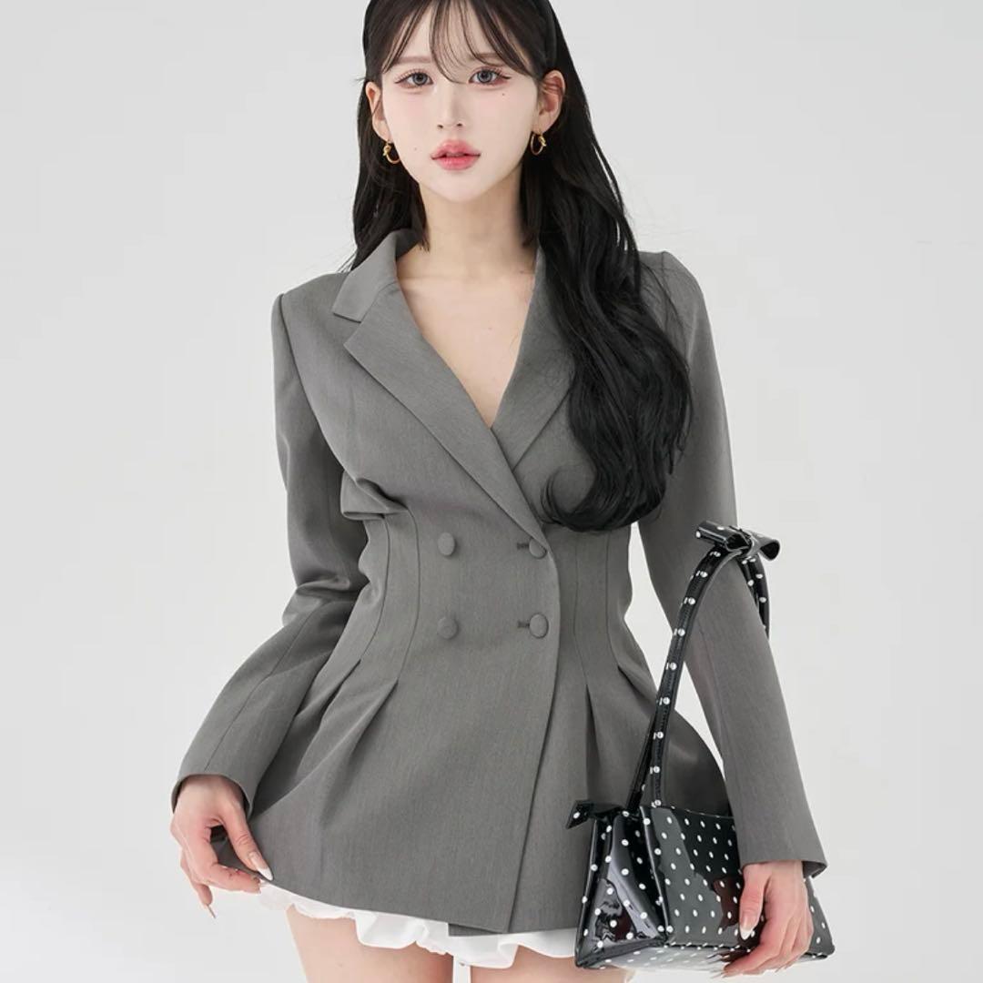 Darich パネルデザインシルエットぺプラムジャケット GRY