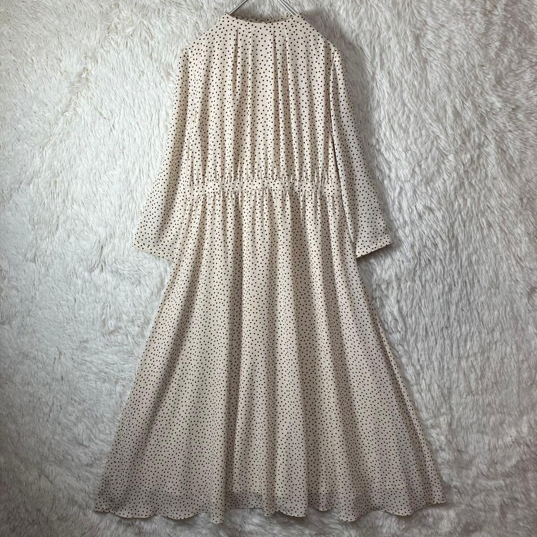 美品 マッキントッシュフィロソフィー Aラインワンピース ドット柄 ベージュ M