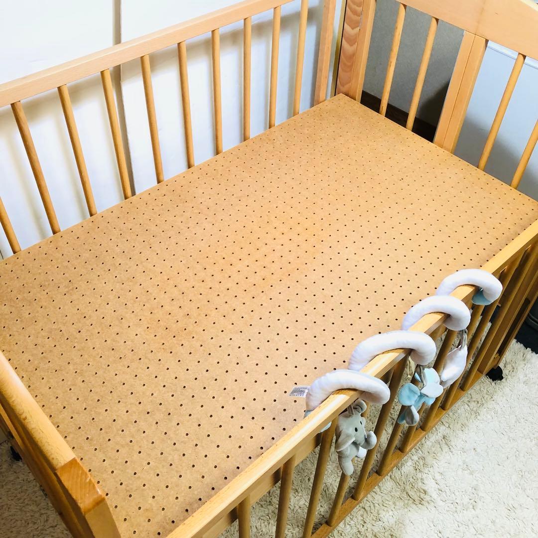 【美品】　日本製　スリーピー　ベビーベッド　ハイタイプ　折りたたみ　木製