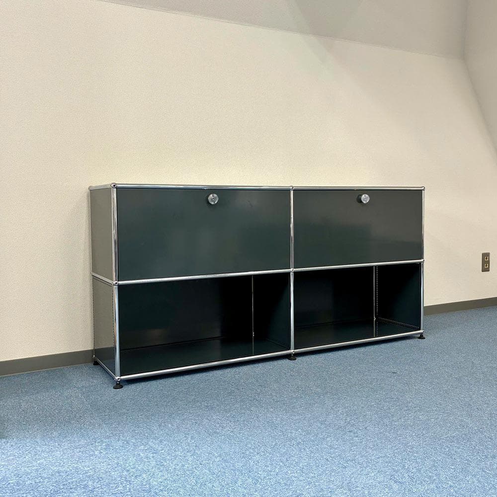 中古 USMハラー｜キャビネット サイドボード 2列2段 アントラサイト