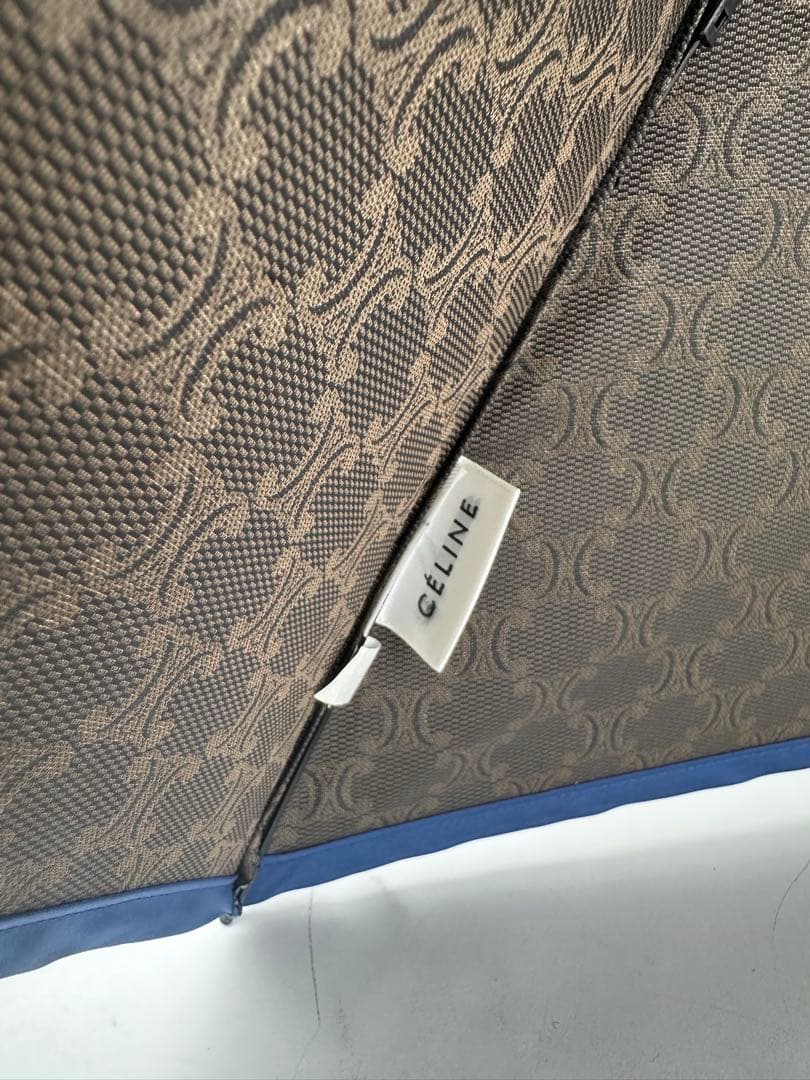 CELINE セリーヌ　折りたたみ傘 ロゴ柄 ブラウン/ブルー