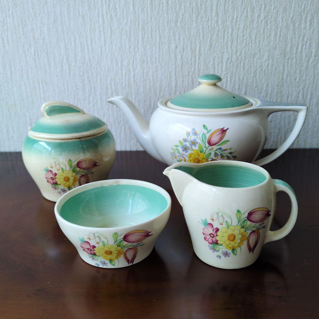 難＊スージークーパー＊スワンシープレイシュガー、クリーマー、ジャム、ティーポット