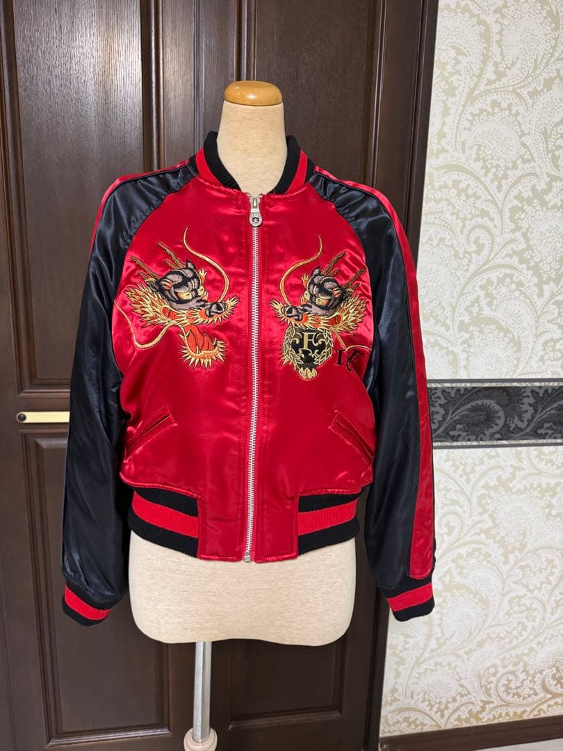 FICCE DONNA赤黒 サテン スカジャン