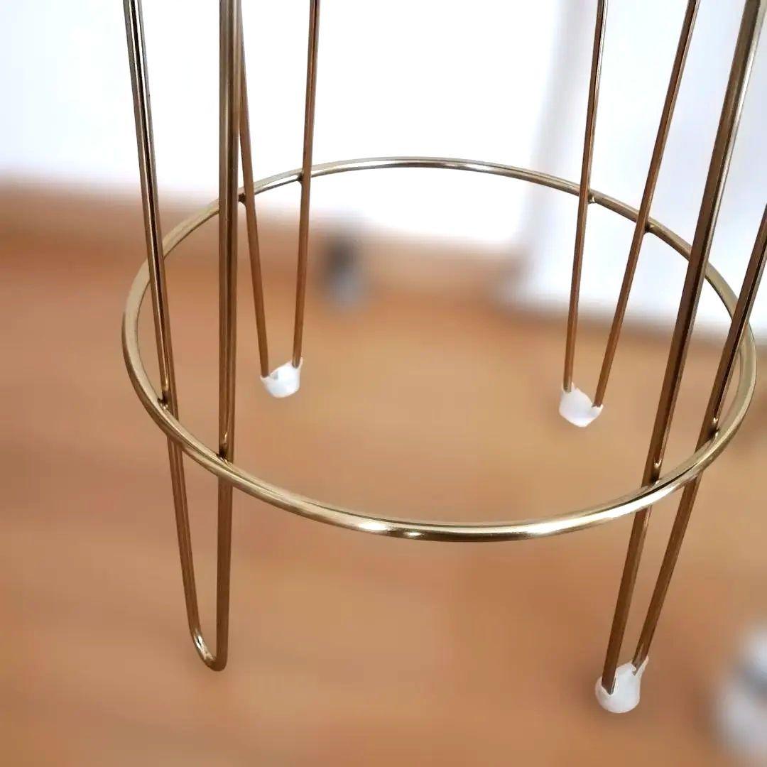 ハイスツール ベロア ゴールド脚 丸型　カウンターチェア　2脚セット