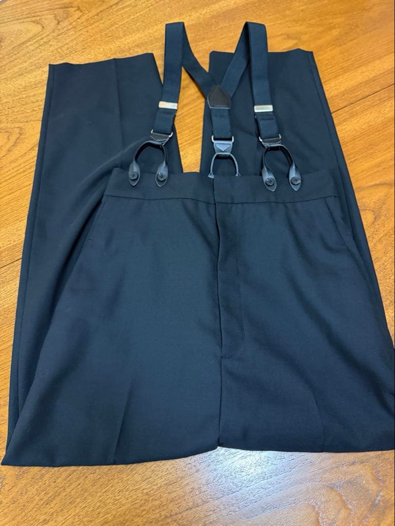 ロエフLOEFF サスペンダーパンツ 黒