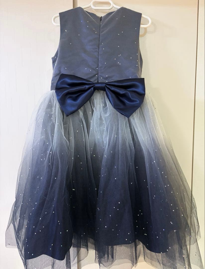 ドレスコ　130センチ　グレイネイビーシルバースタードレス