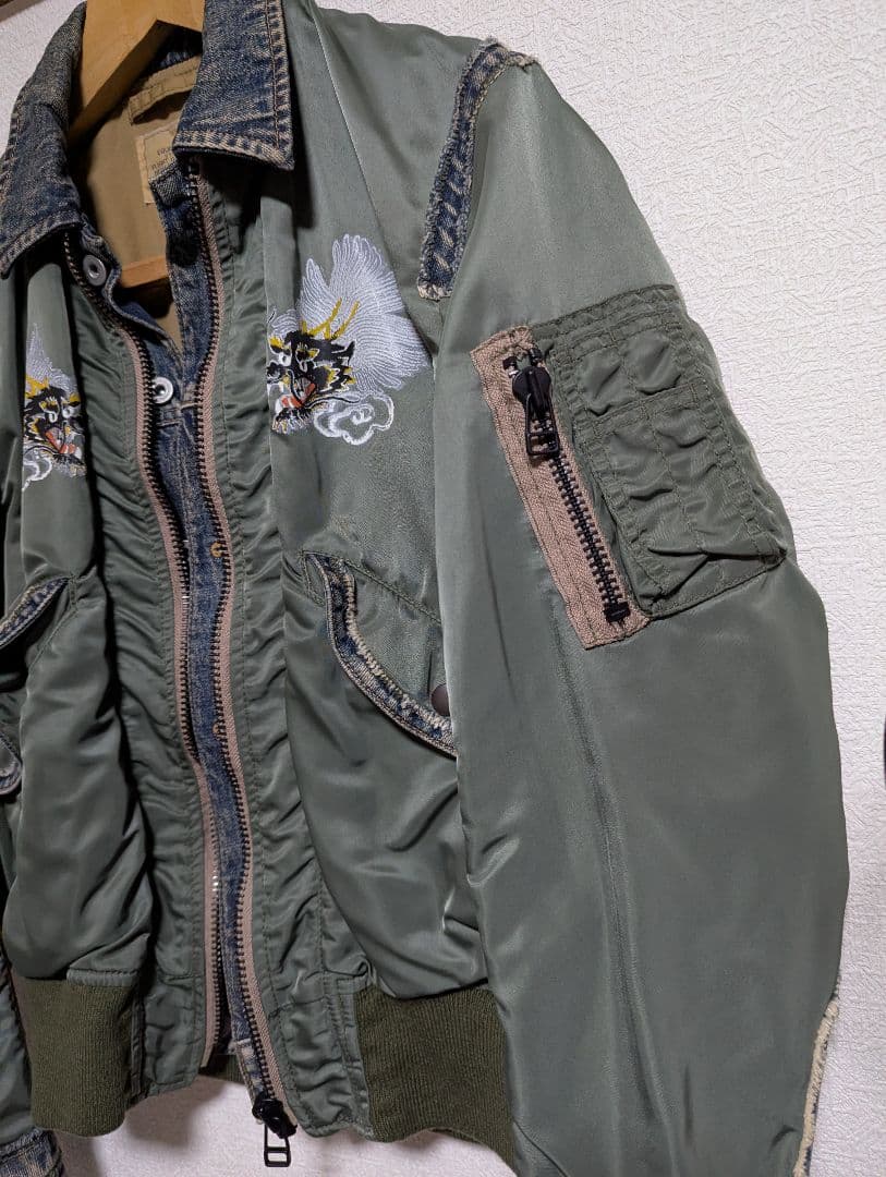 AVIREXドラゴンMA-1 ジャケット デニム切り替え　Mサイズ