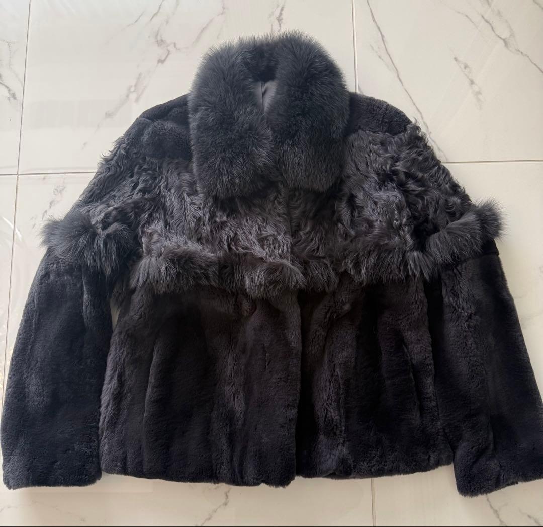 ダークグレー ファーショートジャケット