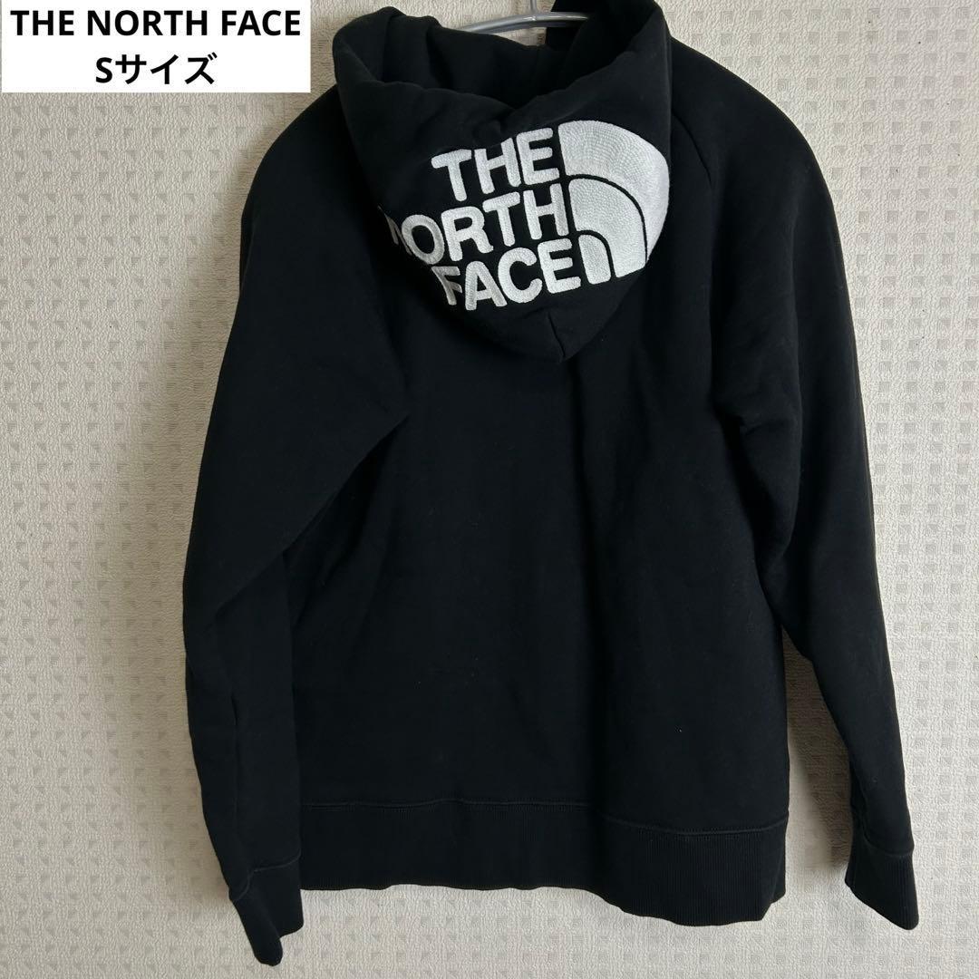 【美品】ノースフェイス フードロゴ パーカー ジップアップ ブラック S