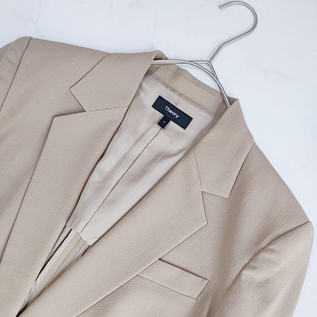 美品✨セオリー 薄手 ウール テーラードジャケット ベージュブラウン M