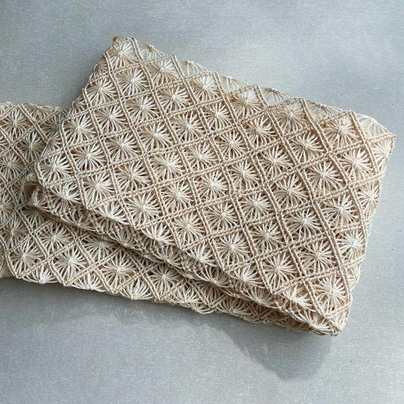 2025 誉田屋源兵衛　半幅帯芭蕉通風段文/生成色　新品　ラスト1本