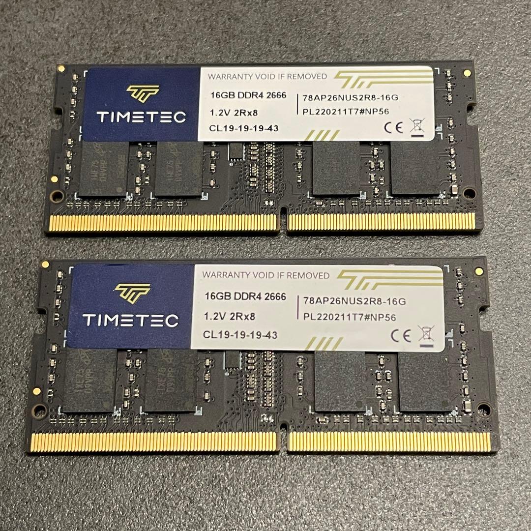 増設メモリ32GB （2×16GB） Timetec DDR4 2666MHz