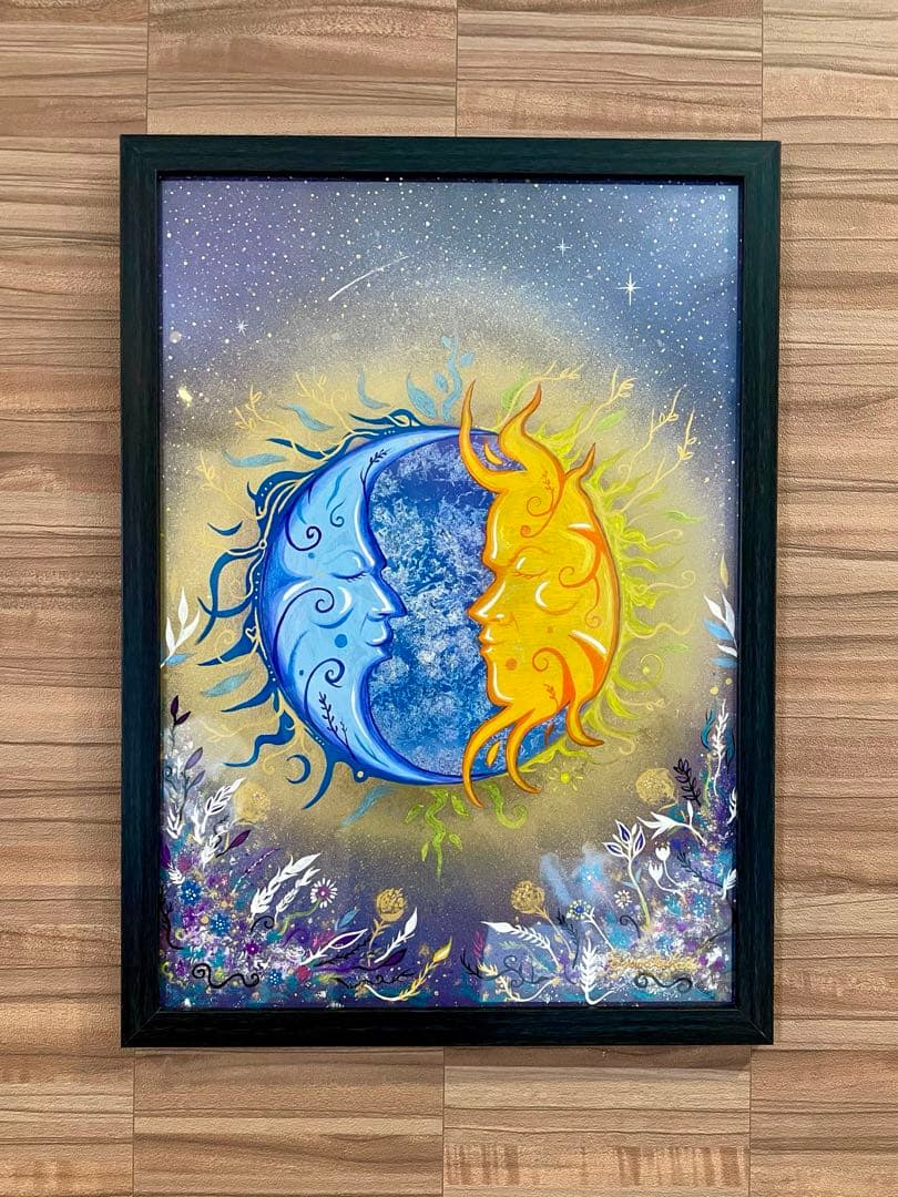 ありりん0703☆ 月と太陽 開運絵画 ヒーリングアート 龍ノツカイ