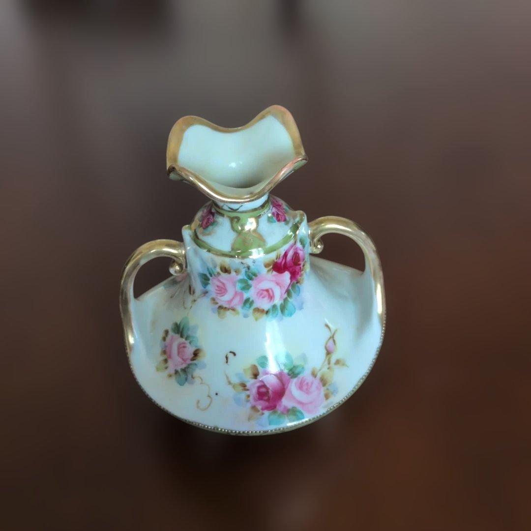 オールドノリタケ（ニッポン印）両手付薔薇花瓶