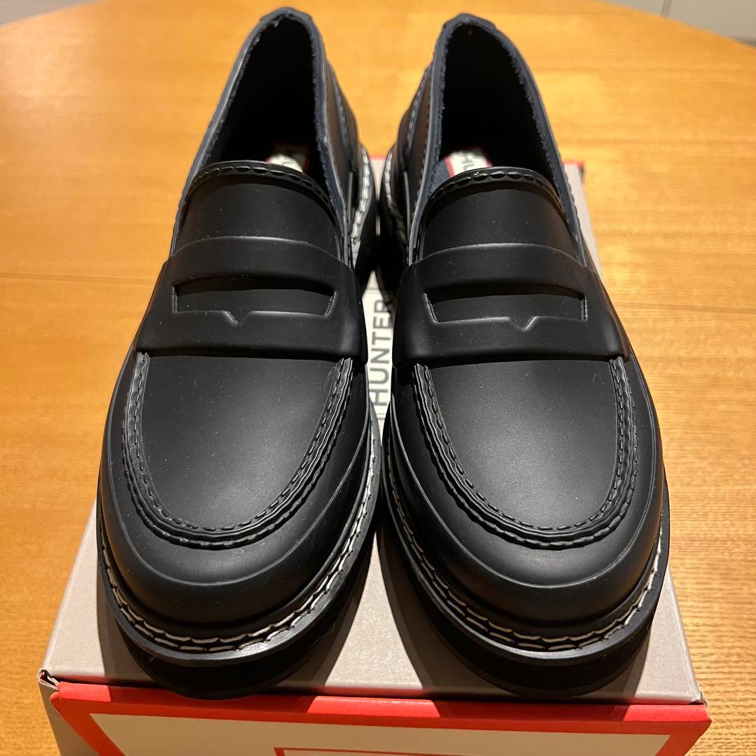 【美品・現行品】HUNTER ハンター　レインシューズ　ローファー　ブラック