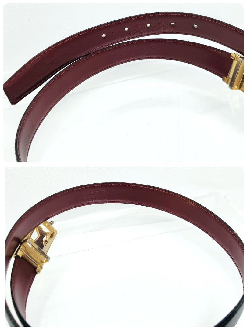 ゴールド 馬車金具 リバーシブル レザーベルト CELINE セリーヌ