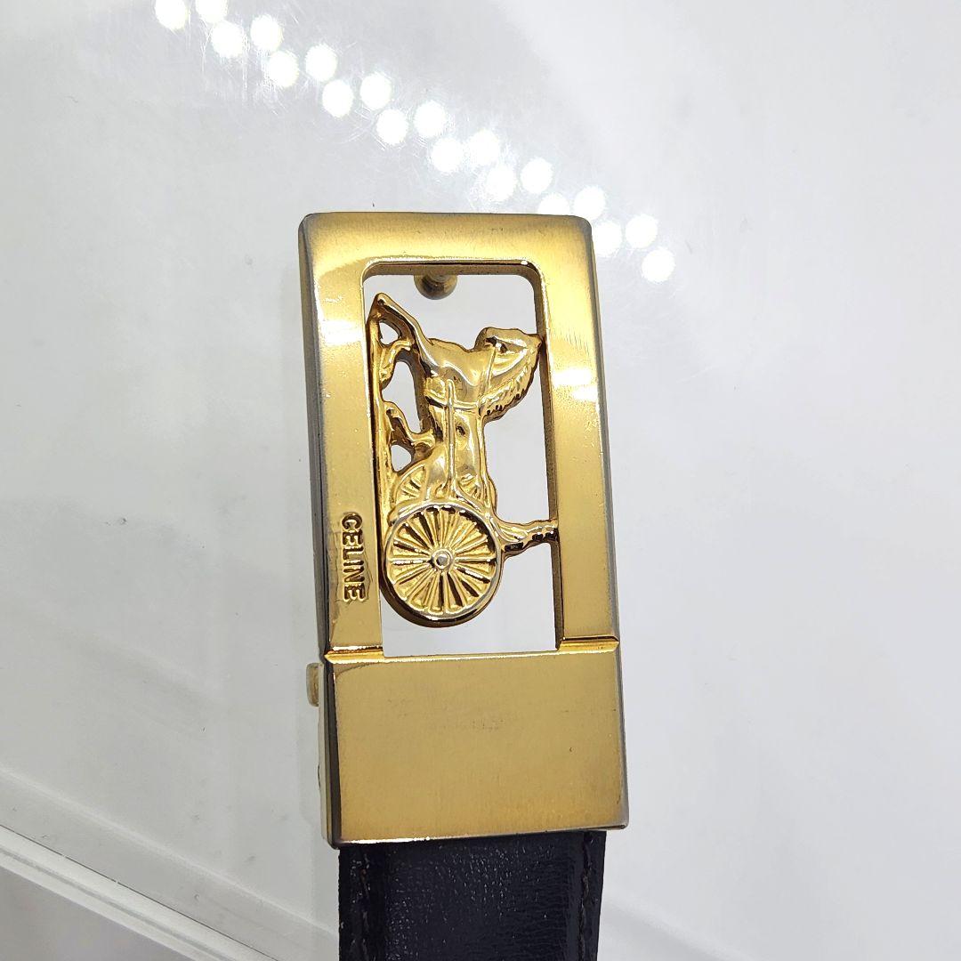 ゴールド 馬車金具 リバーシブル レザーベルト CELINE セリーヌ