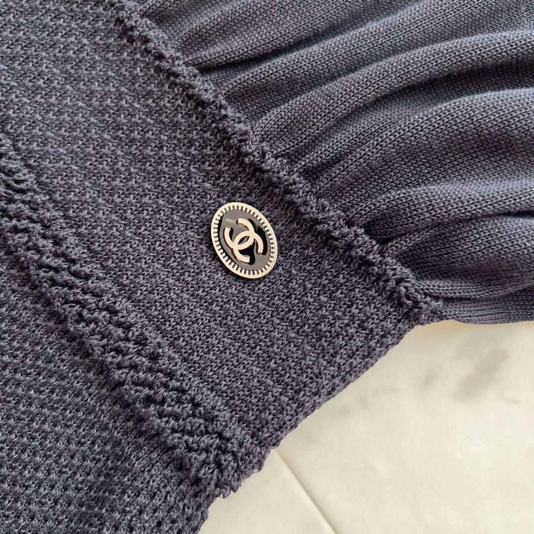 CHANEL ニットワンピース ウエストギャザー ココマークチャーム 40