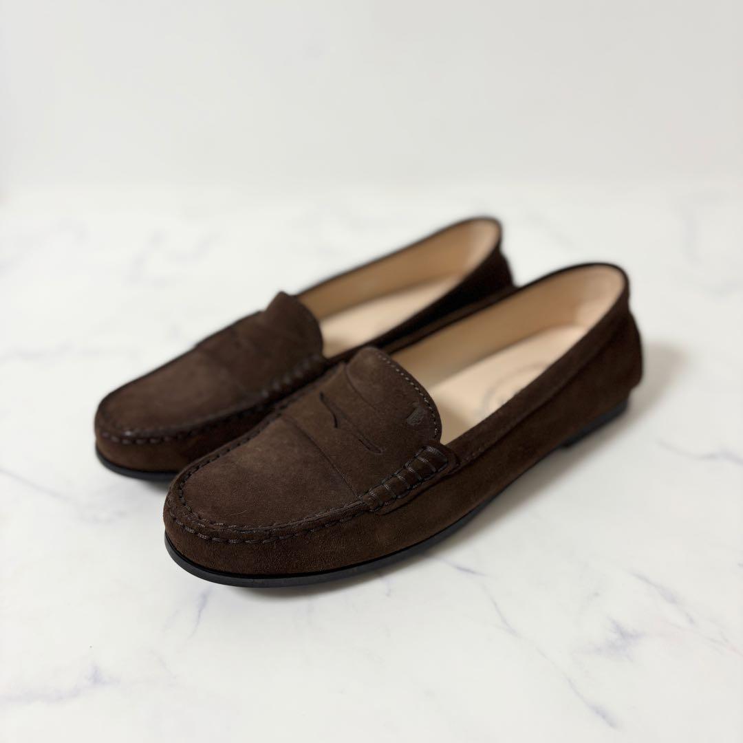 TOD'S トッズ 36.5 ローファー 革靴 スエード ブラウン