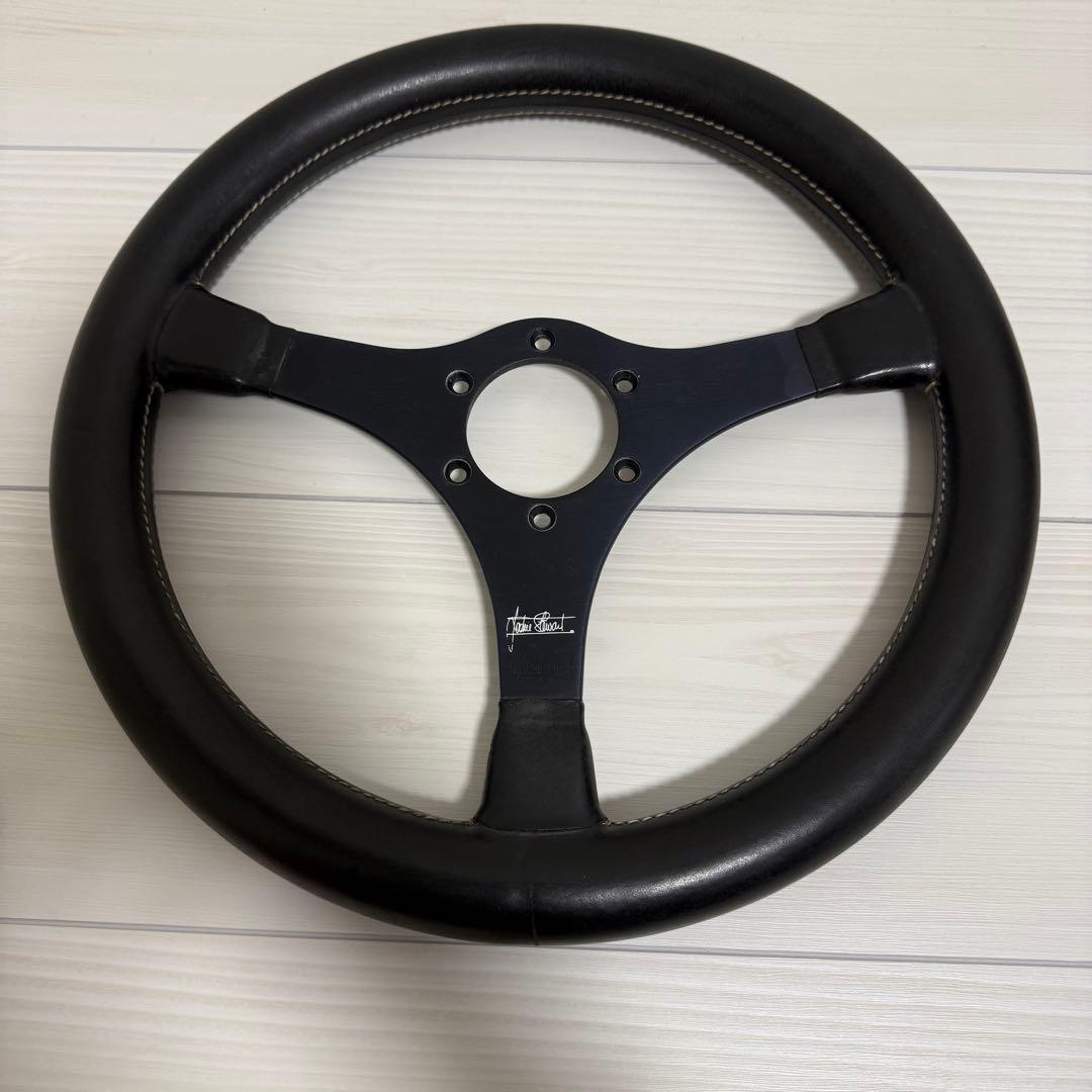 良品 MOMO JACKIE STEWART レザー巻 ステアリング 35cm