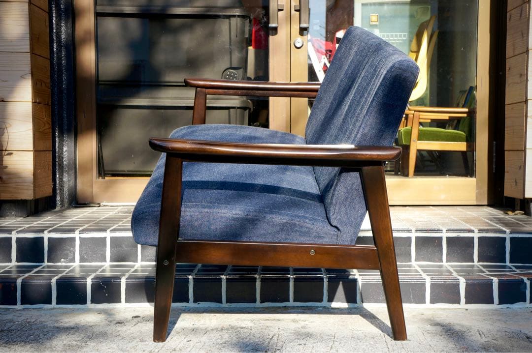 【カリモク60】 Kチェア デニムソファ 岡山産セルビッチデニムリメイクモデル