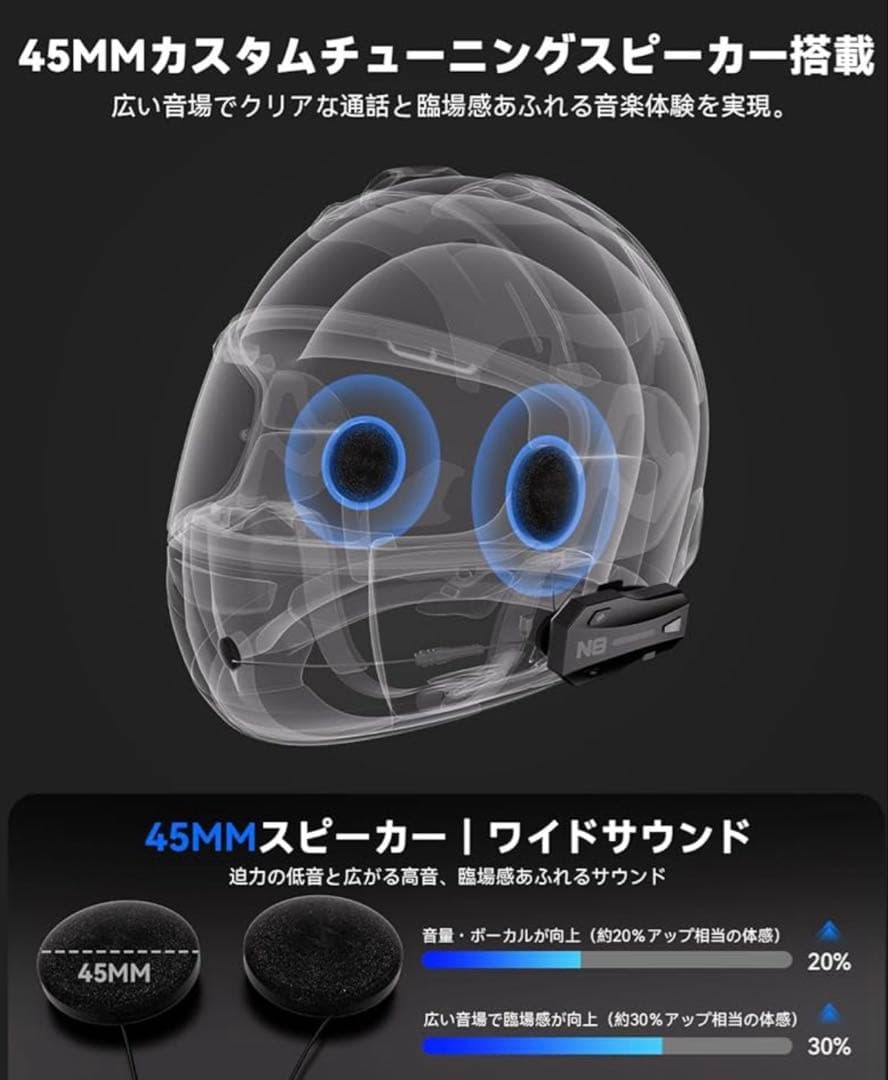 バイク インカム N8 バイク用インカム ヘルメットイヤホン Bluetooth