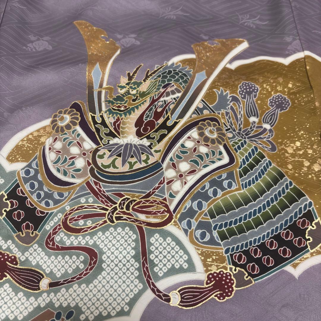 【新品】正絹 京友禅 多色染 伝統色 葡萄色 本金彩 お宮参り 産着 襦袢付