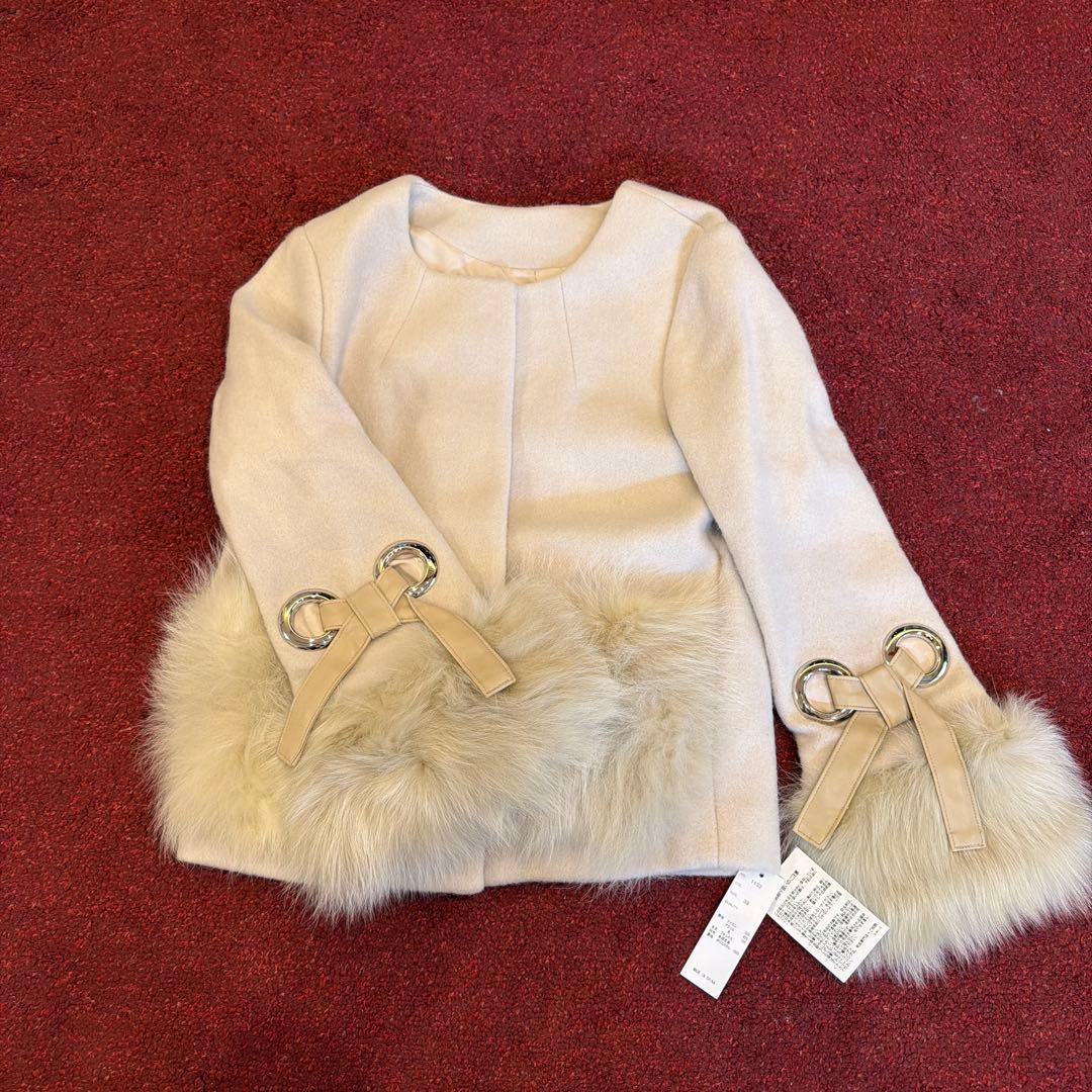 【値下げ交渉可】 FENNELフェンネルリボン袖ファーアクセントショートコート