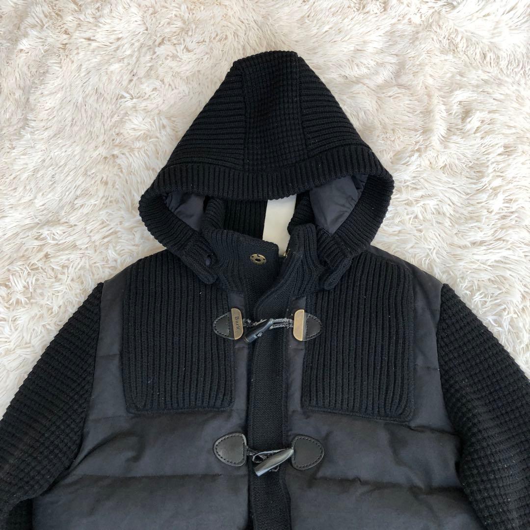 Barkバーク　ニット切替ダウンジャケット　ブラック黒　L　フード脱着可