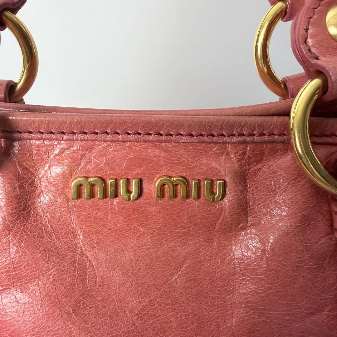 miumiu ミュウミュウ　レザー　2way　ハンドバック ショルダー　ピンク