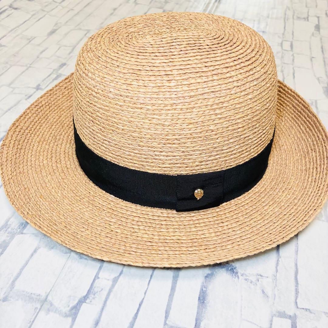 ★ 極美品　ヘレンカミンスキー　麦わら帽子　ハット　黒リボン　ラフィア