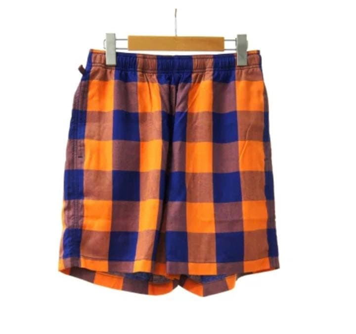 パンツ THREE FACE EASY SHORTS-NAVY x ORANGE