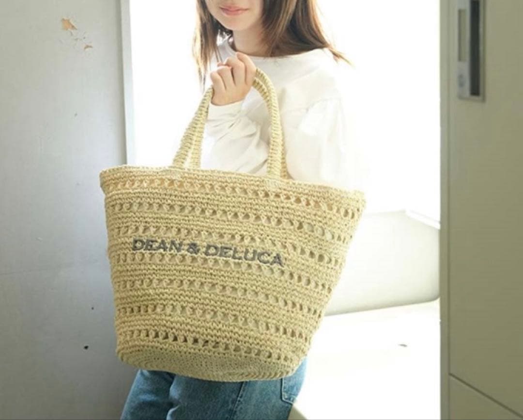 新品DEAN & DELUCAカゴバッグナチュラルM