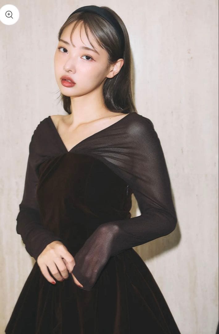 poláura ベロアビスチェバルーントップス　ブラウン