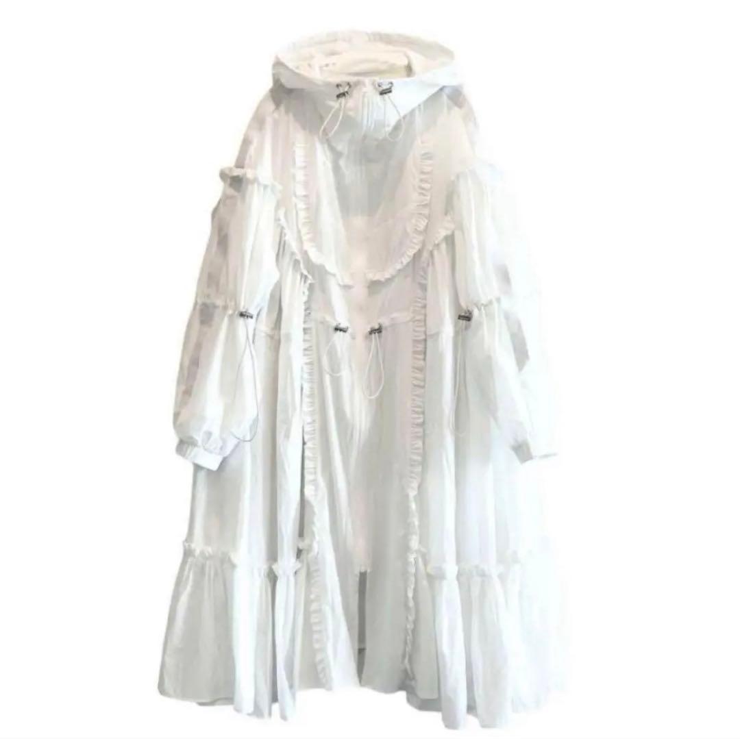 【HEIHEI】ナイロンフーディーワンピース　WHITE