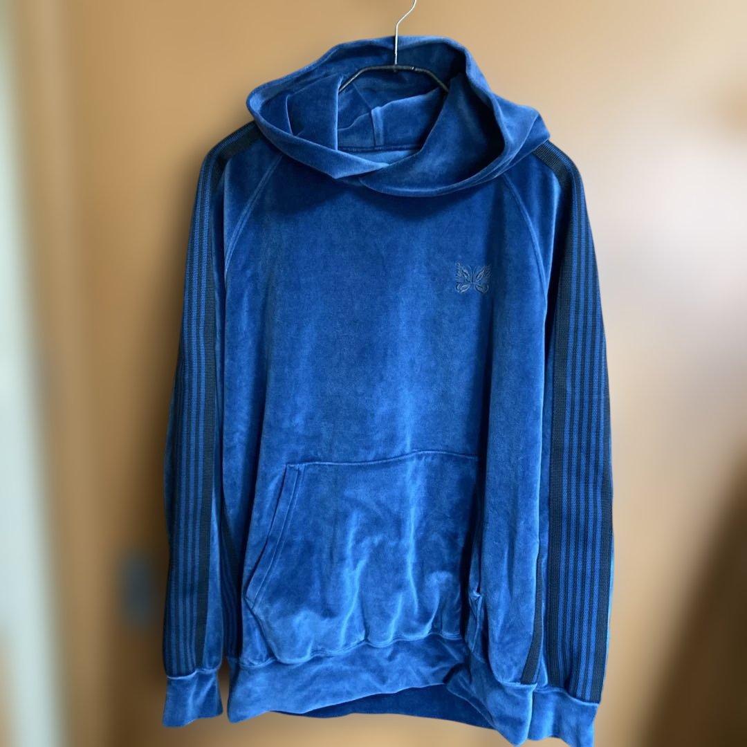 Needles トラックフーディ　ベロア　ブルーグレイXS