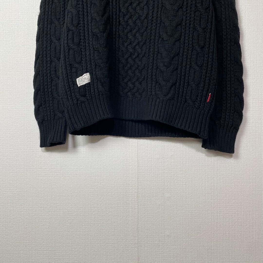 Wtaps カウチンケーブルニット セーター アンゴラ混 ローゲージ ブラック