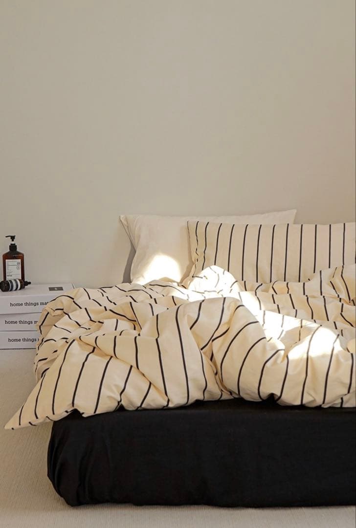 cream×black ストライプ 布団カバーセット【ART OF BLACK】