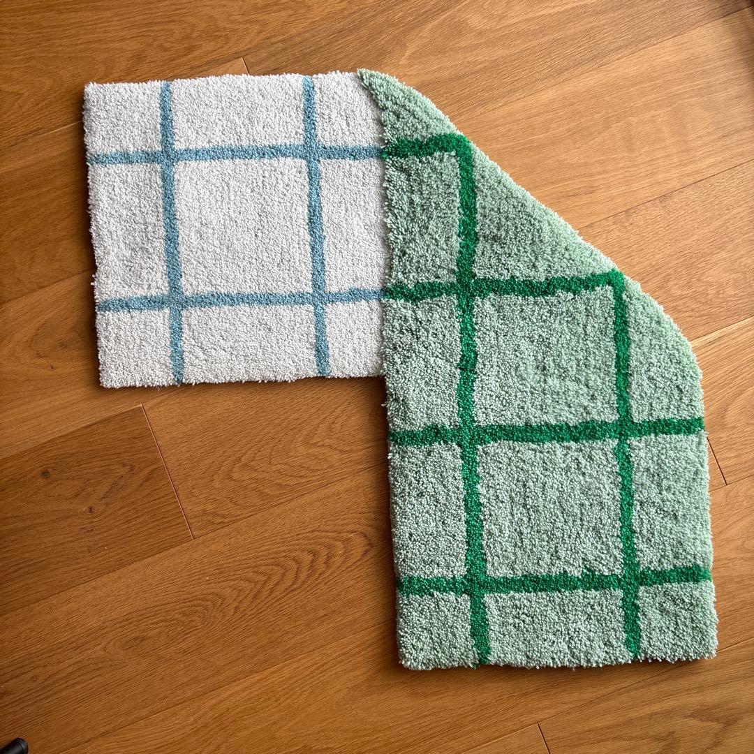 MIYOSHI RUG チェック柄ラグ L字型　コーナーラグ