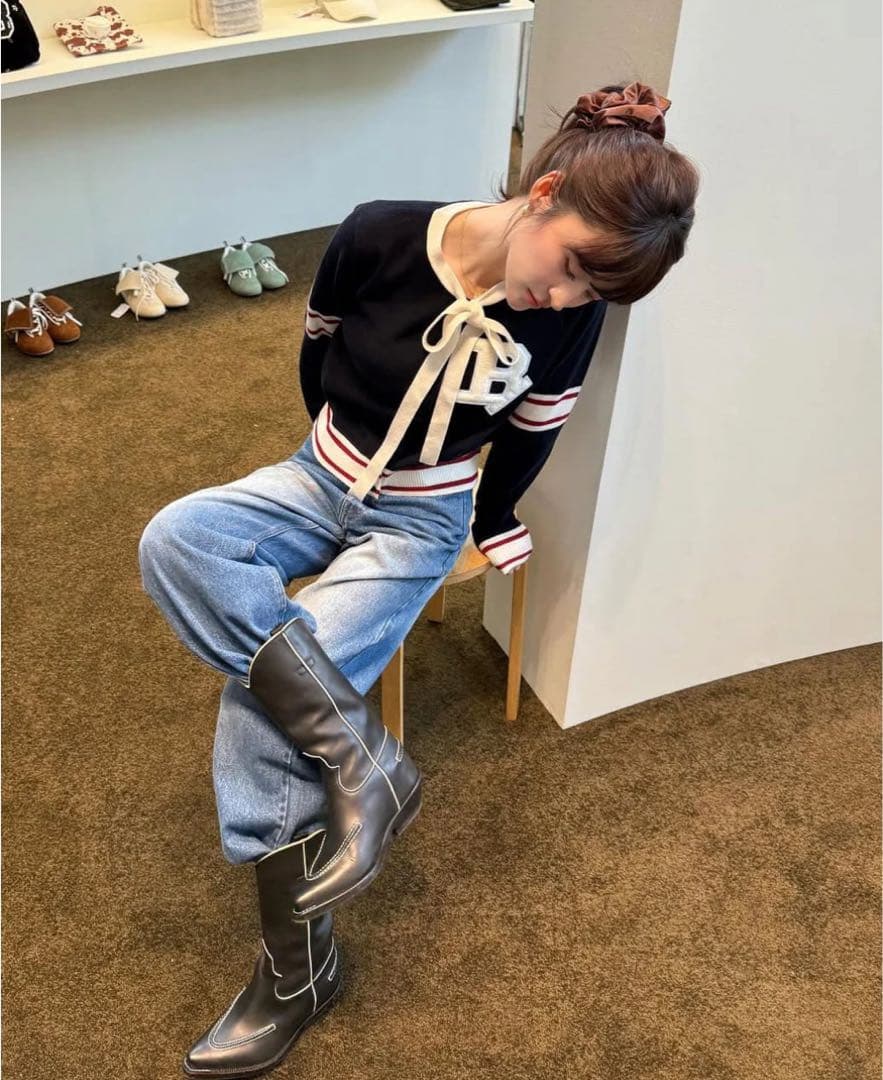 トップス Bibiy. B. CLUB TIE CARDIGAN NAVY