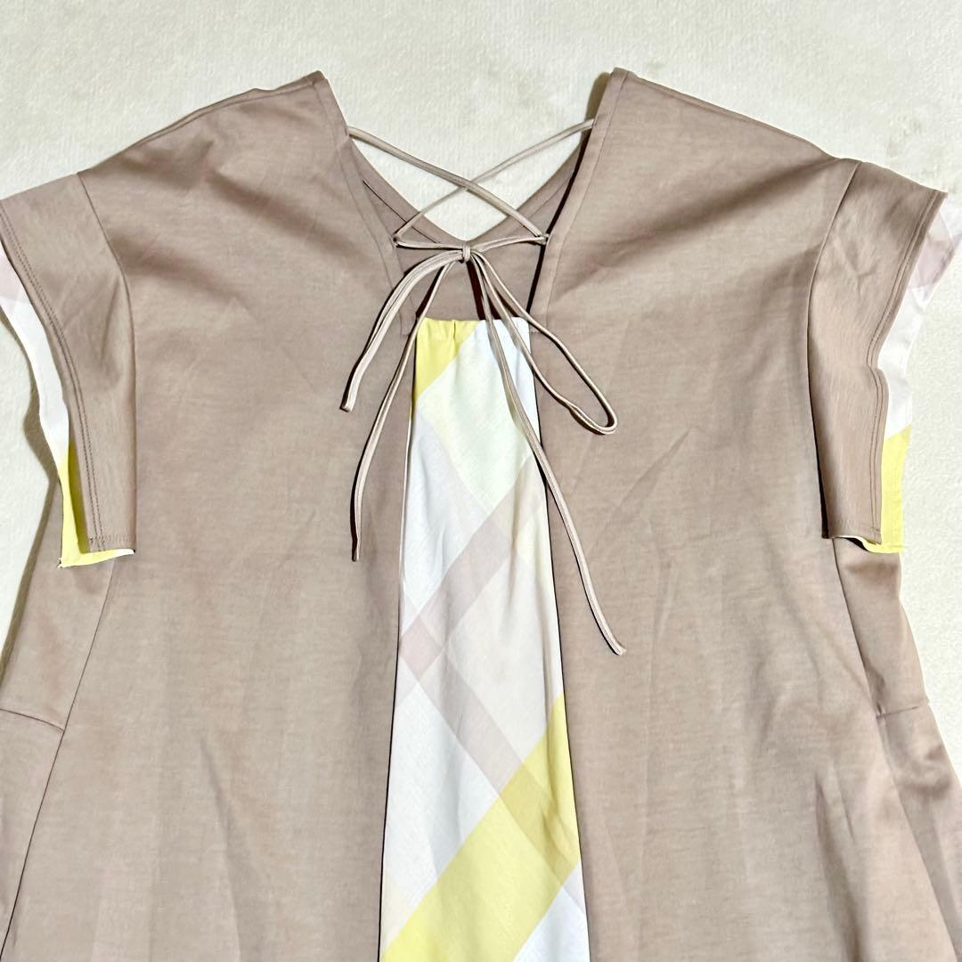 極美品 ブルーレーベルクレストブリッジ 半袖 ロングワンピース CB ベージュ