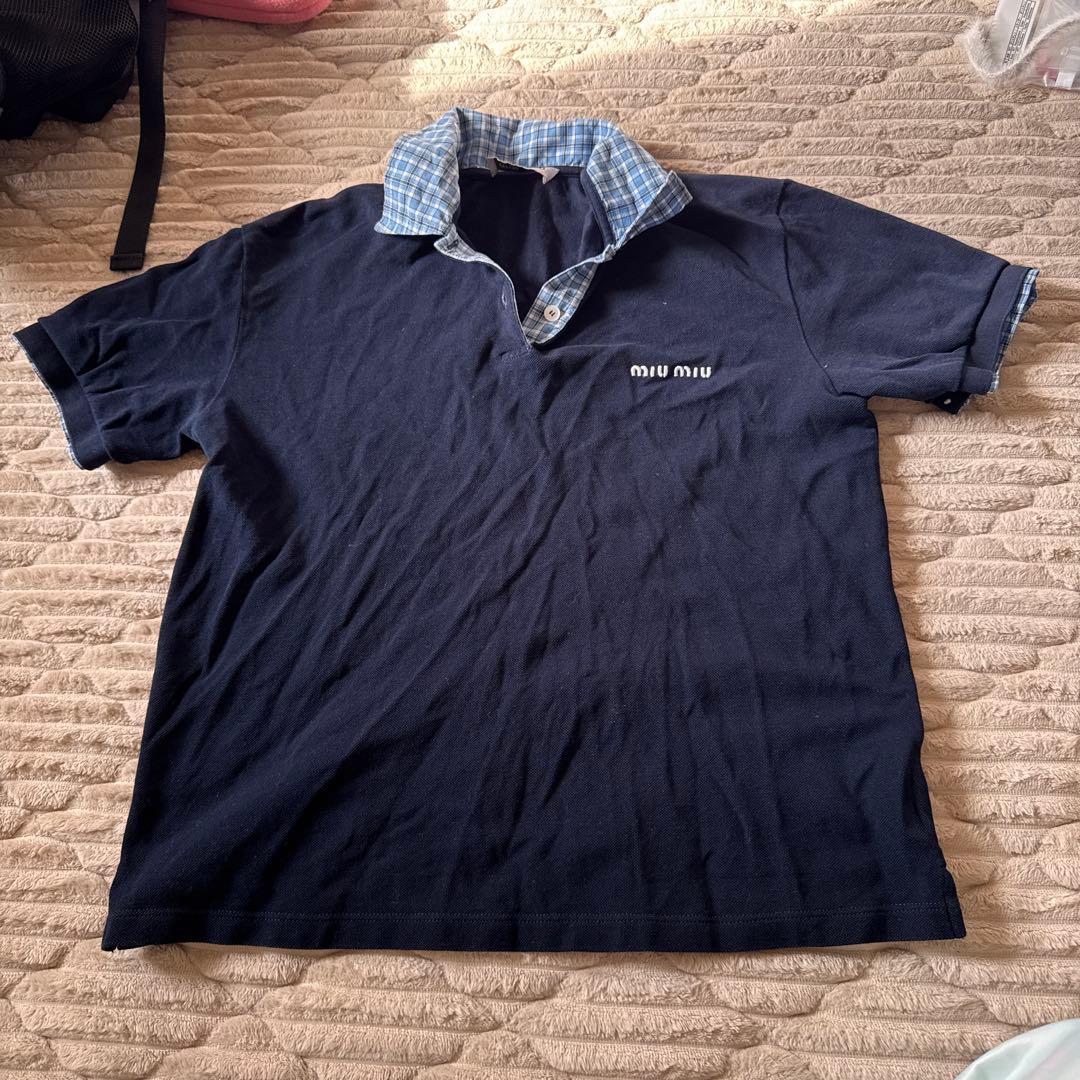 miu miu ネイビー ポロシャツ 半袖