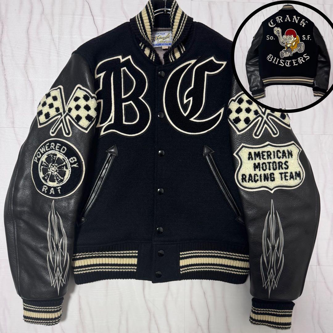 極美品✨ホワイトビル×Letterman クランクバスターズ レザースタジャンS