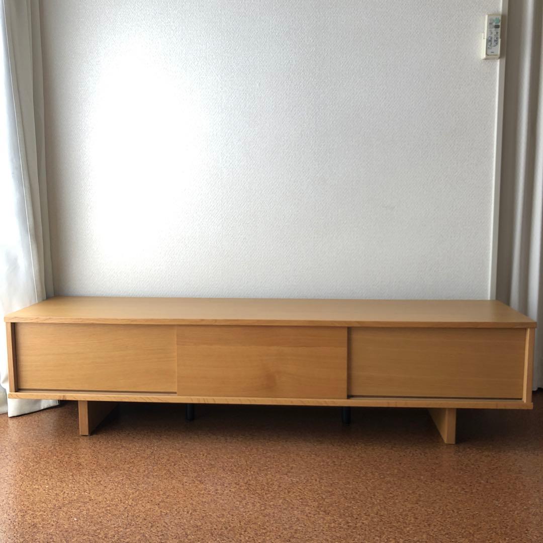 無印良品 オーク材 ＡＶラック 薄型 （引戸）150cm【廃盤品】