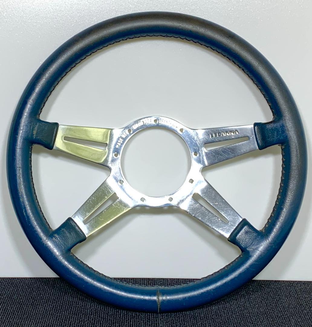 レカラ MK9 ネイビー系レザーステアリング 36.5パイ ポリッシュスポーク